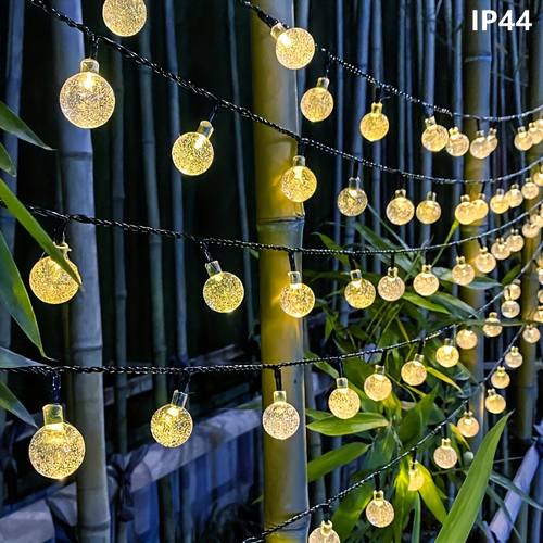 100 led solar crystal ball string lights with 8 lighting warm yellow glow for halloween christmas garden decorations ip44 solar powered outdoor decor 20 50led options intelligent light strip bar tent camping setup garden lights decorative lights solar lights lights for decoration