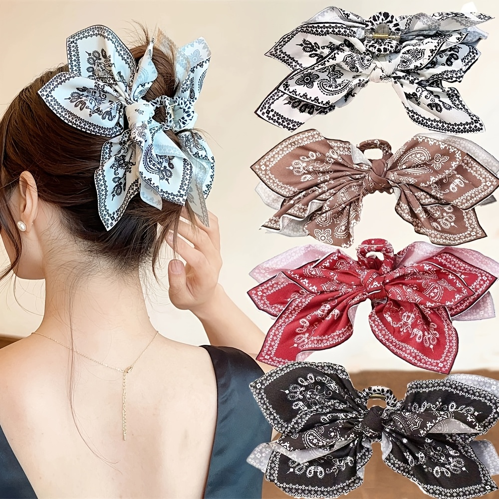 TEMU 4pcs Advanced Double-sided -shaped Bow Heart-shaped Clip; Shark-shaped Fashionable Bow Ponytail Hair Clip Hair Additions; Random Colors