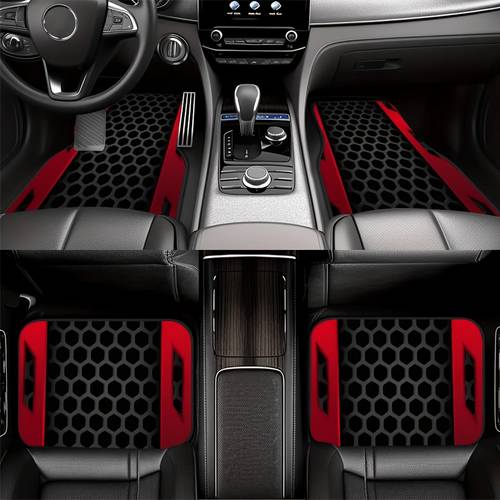 4er-set auto fußmatten im tech-stil mit aufdruck, vollständige abdeckung auto fußmatten ganzjahres universal modell, xpe rutschfeste, verschleißfeste automatte für suv auto innenraum, feine textur auto teppich