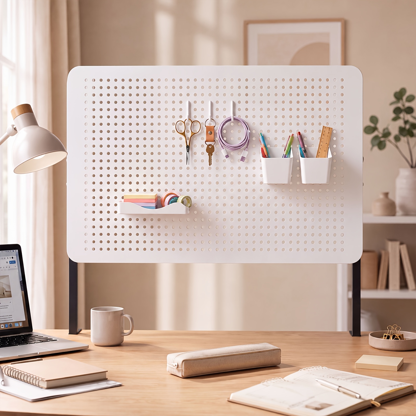 TEMU 1 pz. Organizer da scrivania e cassetti, scaffale , design salvaspazio, kit combinato con pannello forato, supporto da scrivania regolabile,