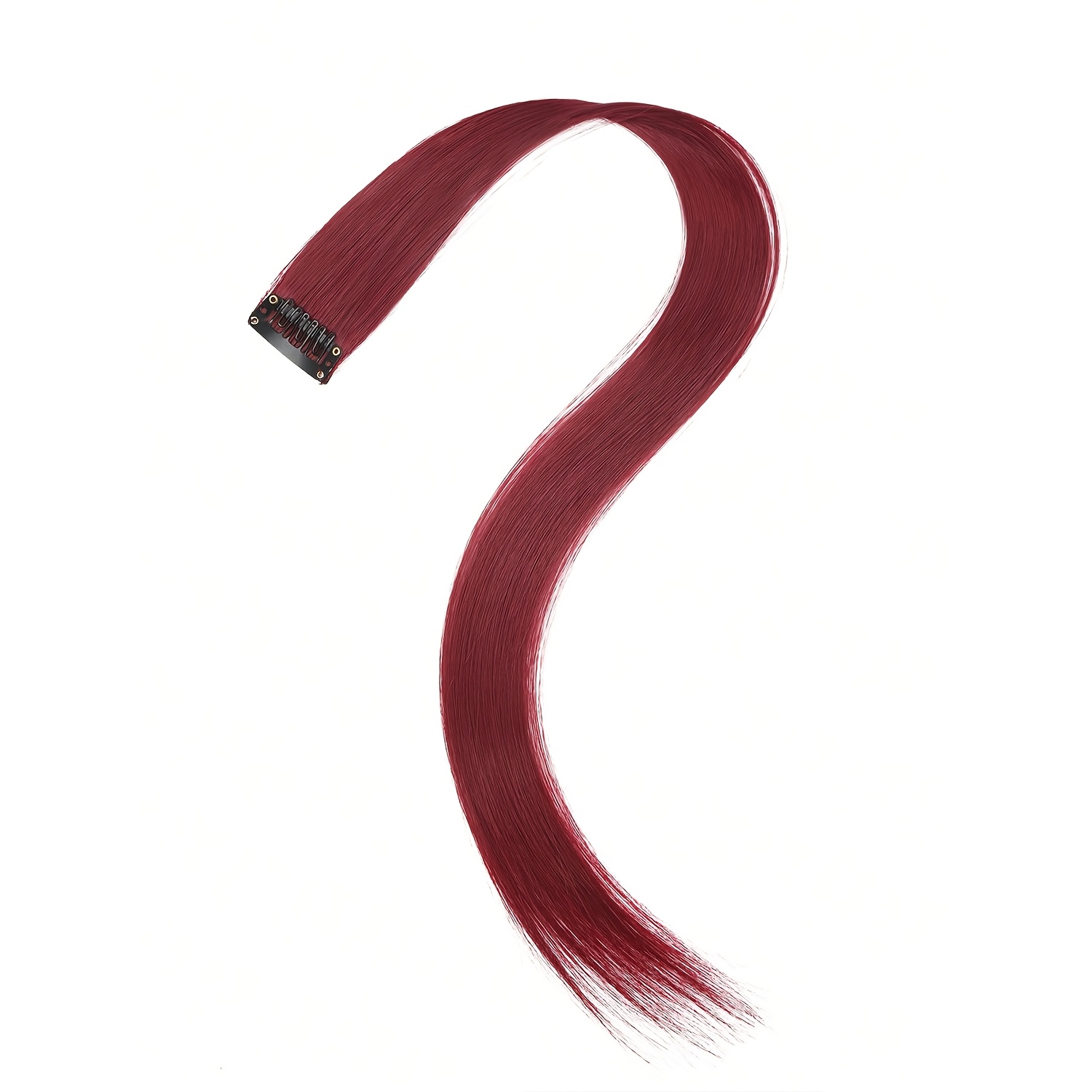 5 Buc. Extensii Cu Clips Roșu Vin Păr Sintetic Drept De 20
