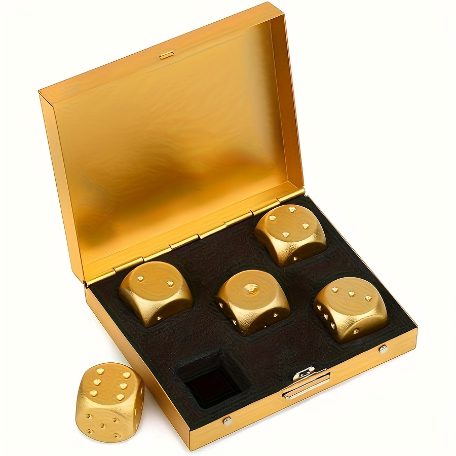 TEMU 5pcs Dice Set With Storage Box - Accurate & Readable, Ideal For Party Games, Party Game Essentials|elegant Dice Design| Dice Set, Dice Games