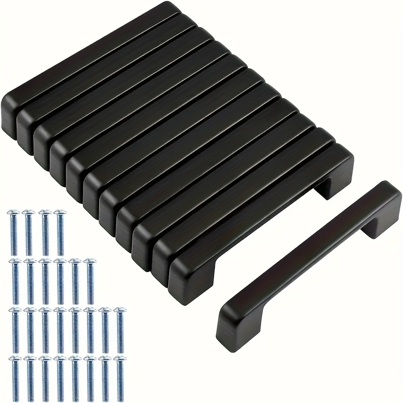 Image of 12pcs Sleek Black Cabinet Pulls, 3.78" Hole Distance - Durable & Corrosion-resistant With Mounting Screws Included For | Ideal For Kitchen & Home Furniture