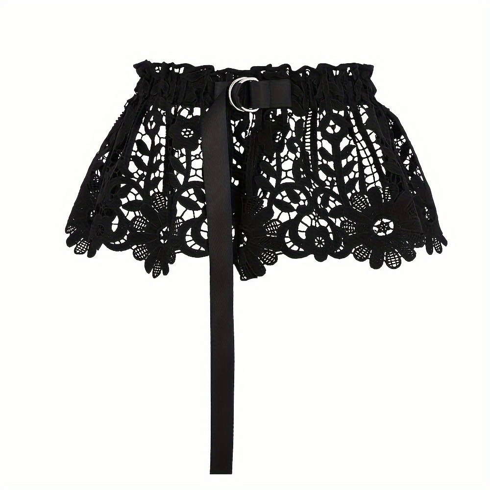 

Black Lace Skirt Belts Trendy Ruffle Elegant Waistband Adjustable Dress Belt Women