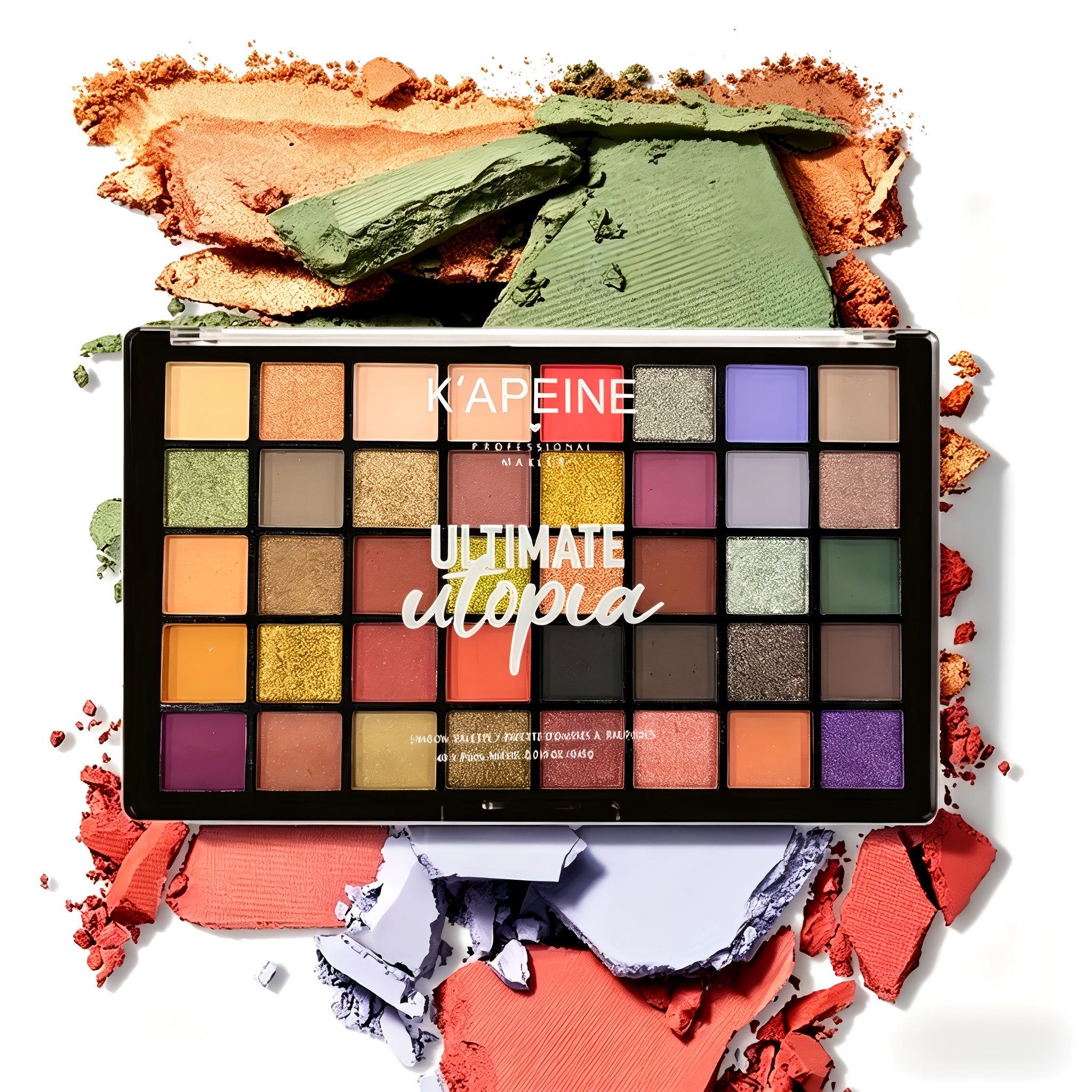 Image of K'apeine 40-color Eyeshadow Palette, Matte Shimmer Pressed Glitter, Pigmented Long-lasting Eye Makeup For Party, Festival, Daily Wear