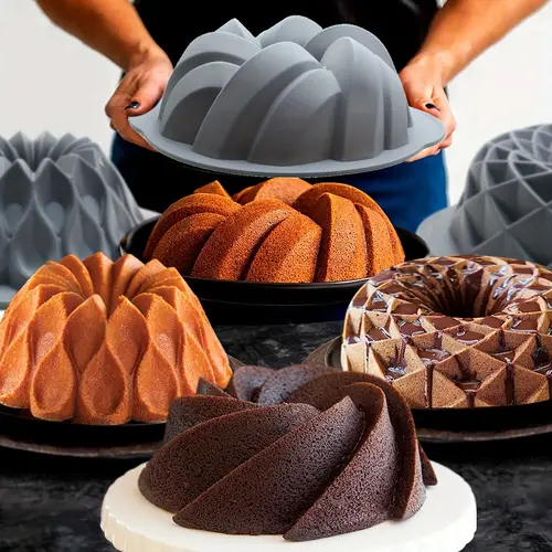 20 silicone cake pans non stick fluted and versatile molds for baking cakes brownies flan meatloaf and more nest spiral and braided shapes for and