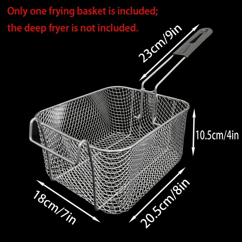 TEMU 1 panier à friture en acier inoxydable avec poignée en métal - Facile à nettoyer, pliable, aux hautes températures pour frites, ailes de et plus