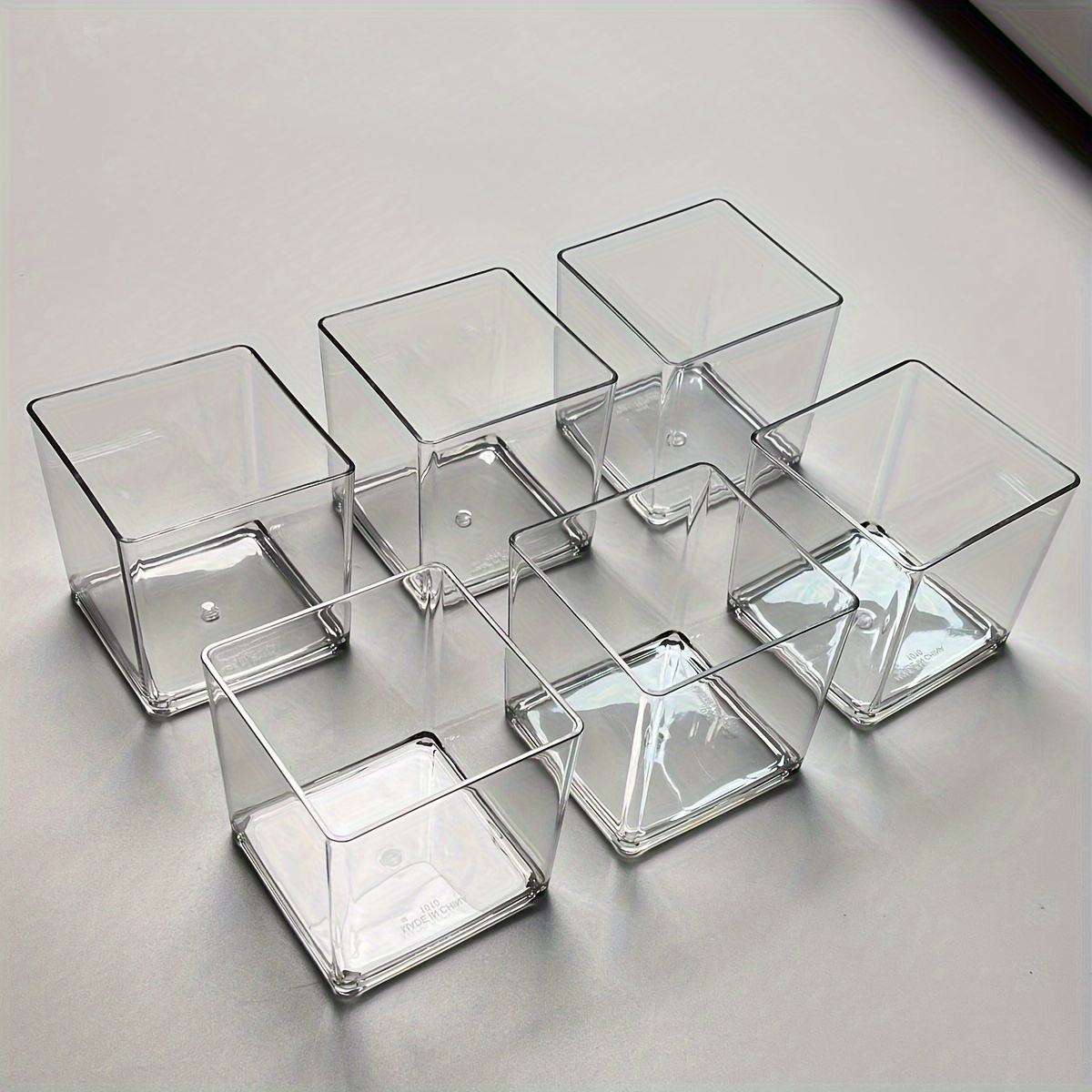 Image of 6 Square Acrylic Vases 4 "x 4" Inches, Transparent Cube, Fracture Resistant Vase, Wedding Vase Center Piece Decorated With Floating Candle Holders, , Wedding Party, Formal Banquet, Flower Container