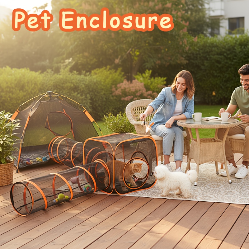 Modular Cat Playpen & Activity Tunnel Tent for Indoor/Outdoor Use