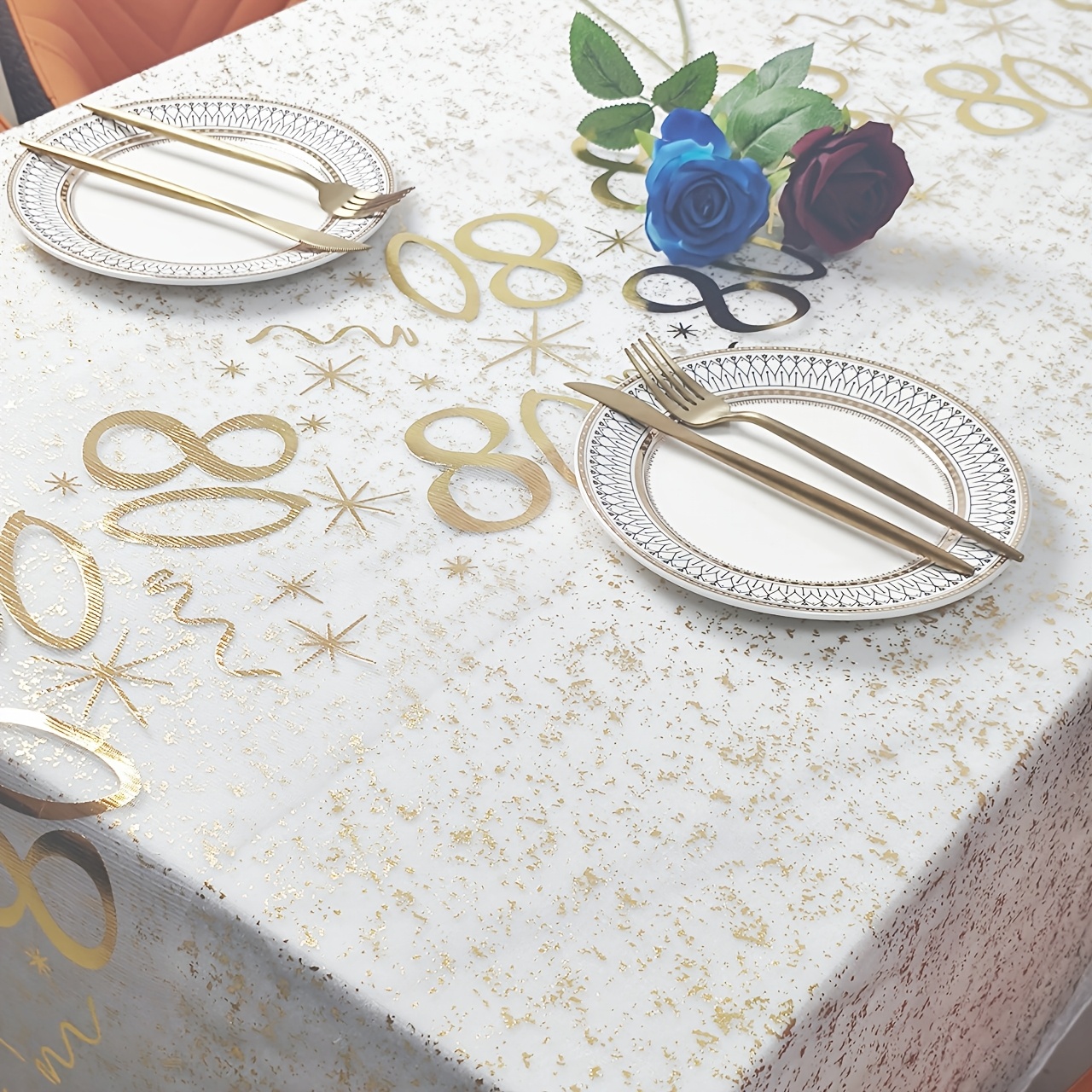 TEMU Golden Birthday Number 80 Table Runner, Aesthetic And Easy, Ideal Perfect Birthday Gift, Suitable For Anniversaries, Birthday Banquets, Wall