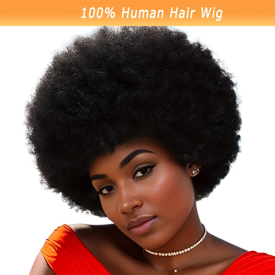 

Women's Afro Human Hair Wig, 6 Inch Pixie Cut, Brazilian Remy Hair, 180% Density, Rose Net Cap, Basics Style, For Africans