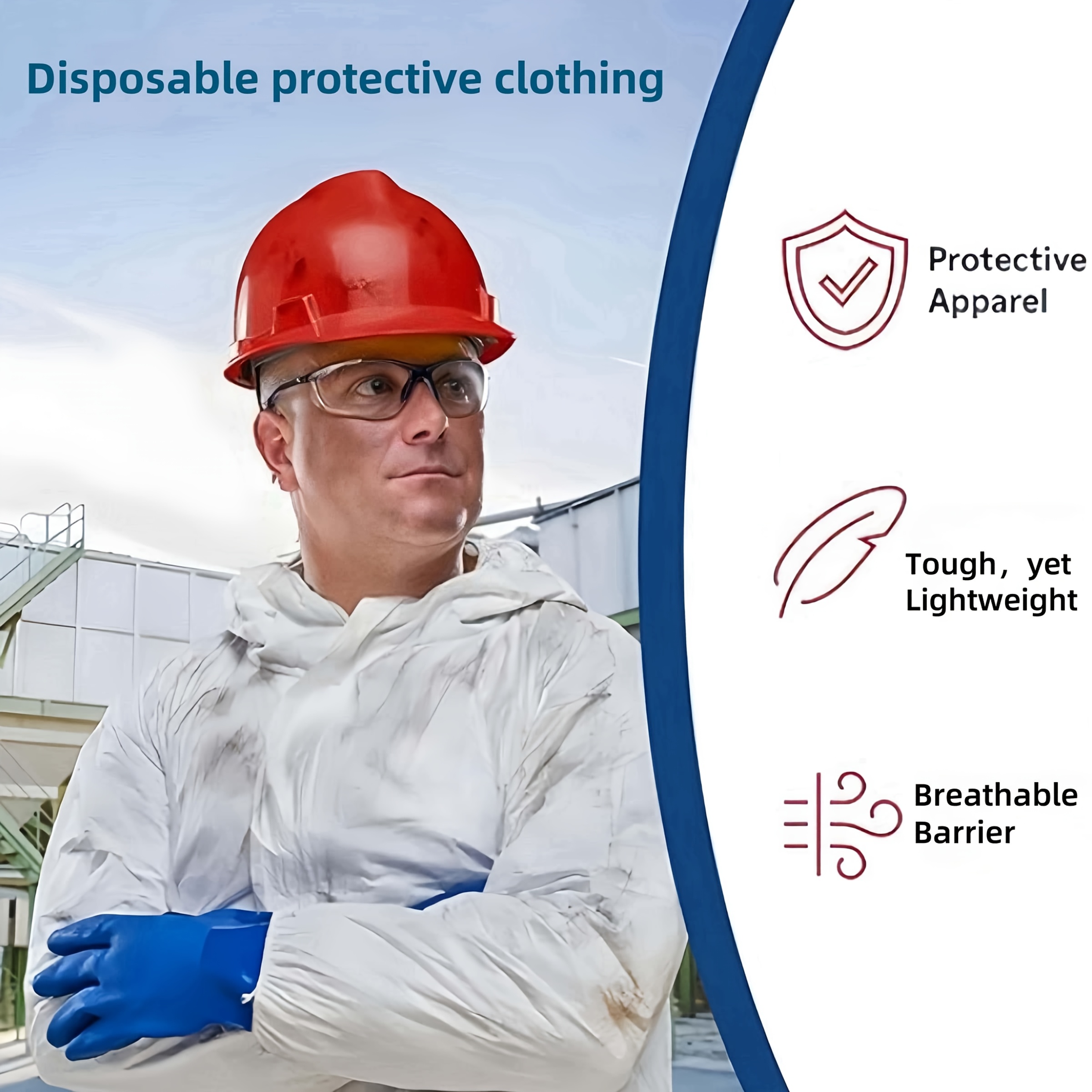 1pc Disposable Protective Suit, 55gsm SF Micro-* Non-Woven Fabric, Flame  Resistant with Hood and Elastic Cuffs, Ideal for Painters, Artists, Reno