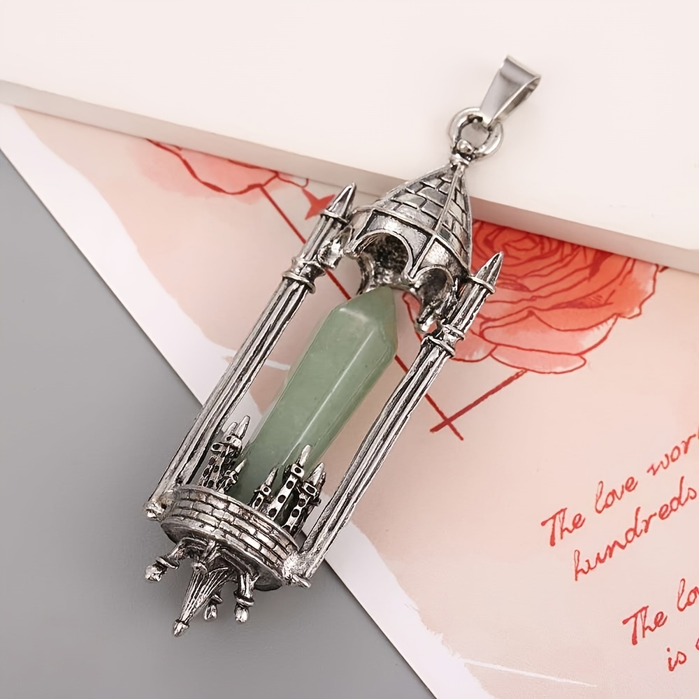 Retro Castle Natural Crystal Pendant, Gothic Style Gift