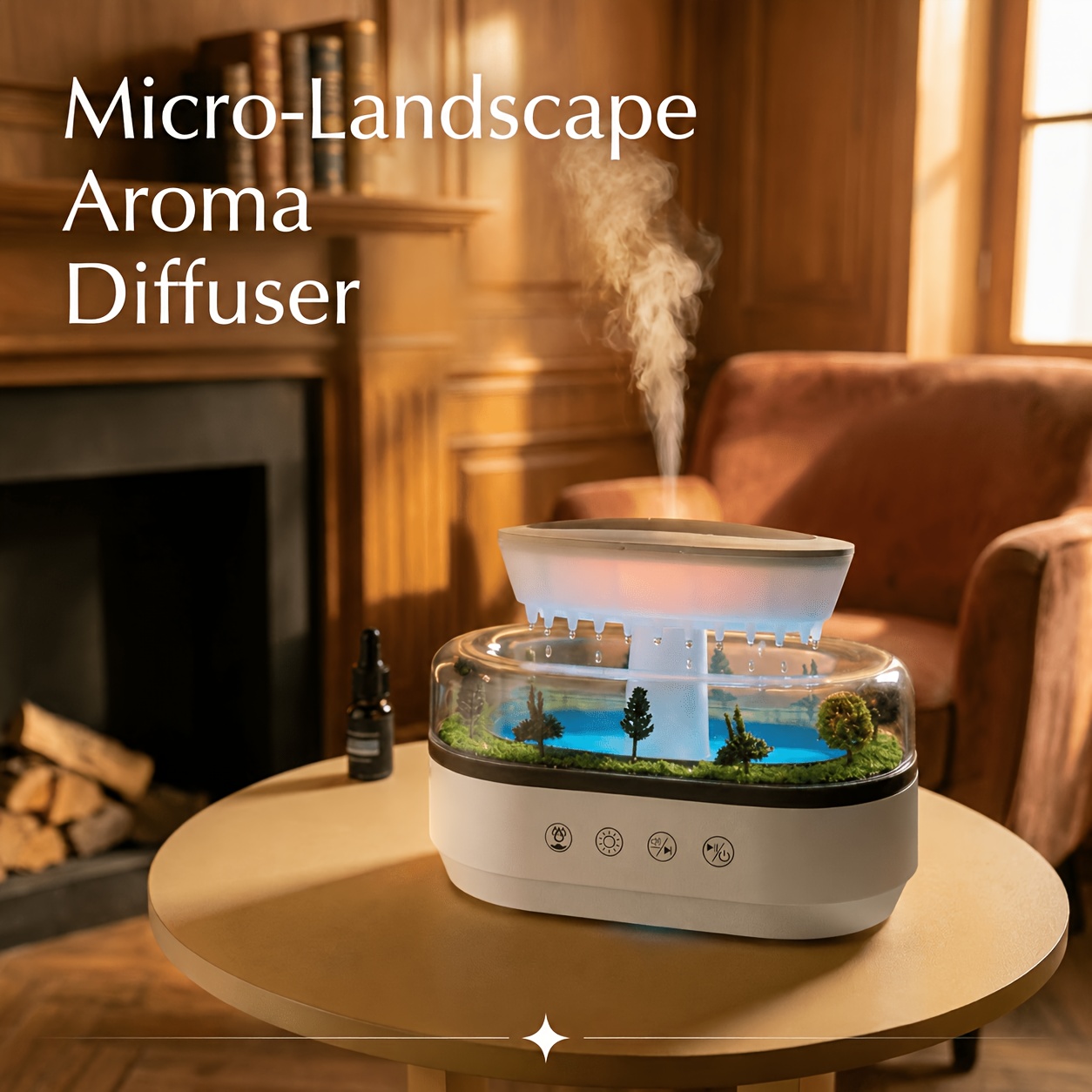 2026 new european style mini landscape humidifier multi option white noise long lasting bedroom diffuser simulated raindrop scent large capacity humidifier home appliance single room humidifier suitable for home bedroom holiday gift Product details 2