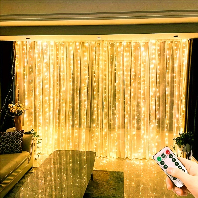 

Usb-powered Led Curtain Lights With 8 Modes - Perfect For Christmas, Weddings & Outdoor Decor | Includes Remote Control
