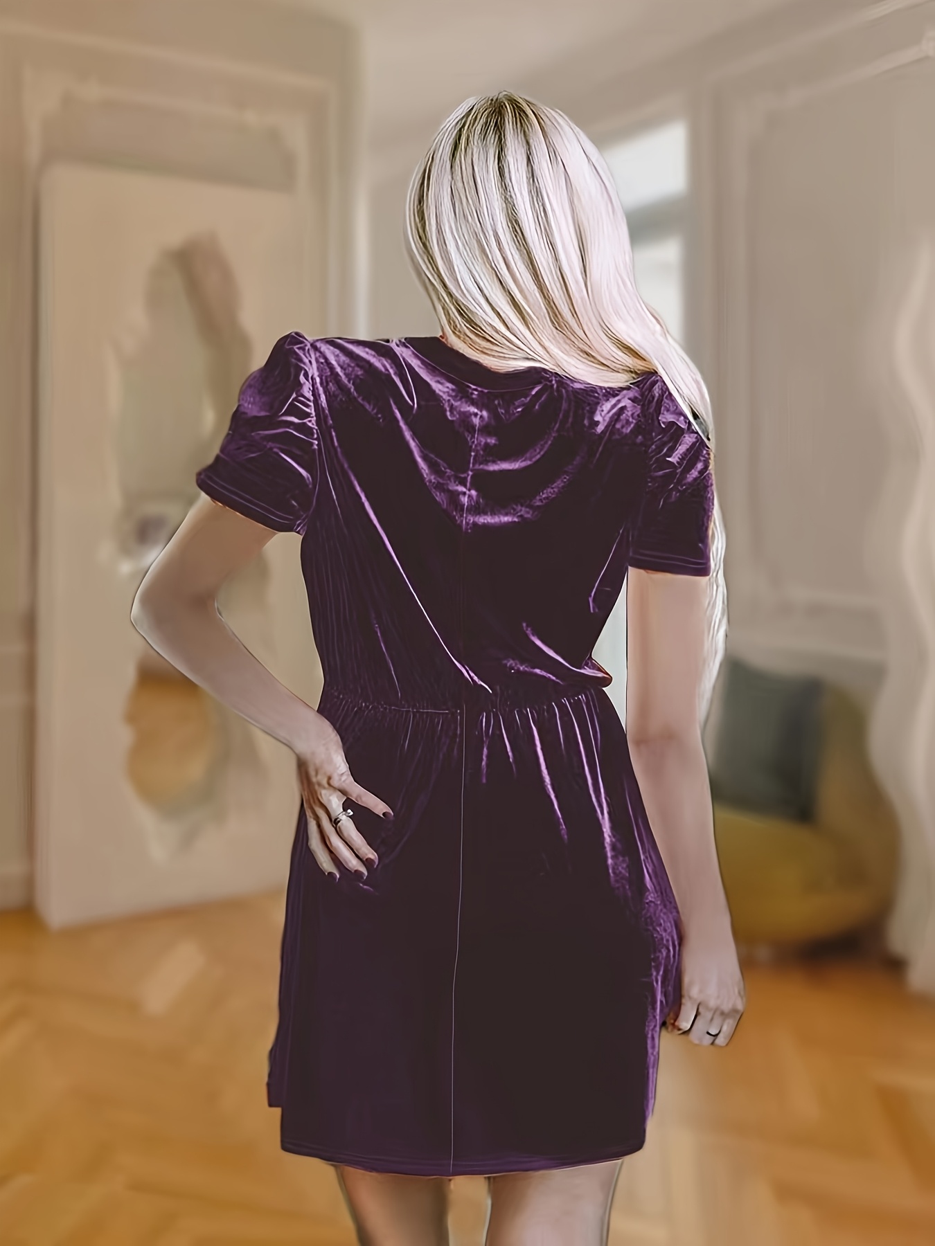 2025 New Women's Elegant Velvet Dress Short Sleeveless Commuting Dress,  Solid Color Round Neck Machine-Washable Spring/Summer Casual to Formal Wear,