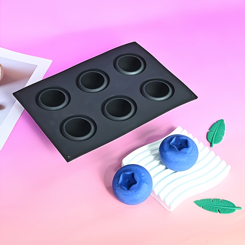 Image of 6- Blueberry-shaped Mold, Suitable For , Raspberries With Adhesive Foam Molds, Cake Molds, Baking Tools, Easy To Demold , Ice Cream, Jelly, And Desserts