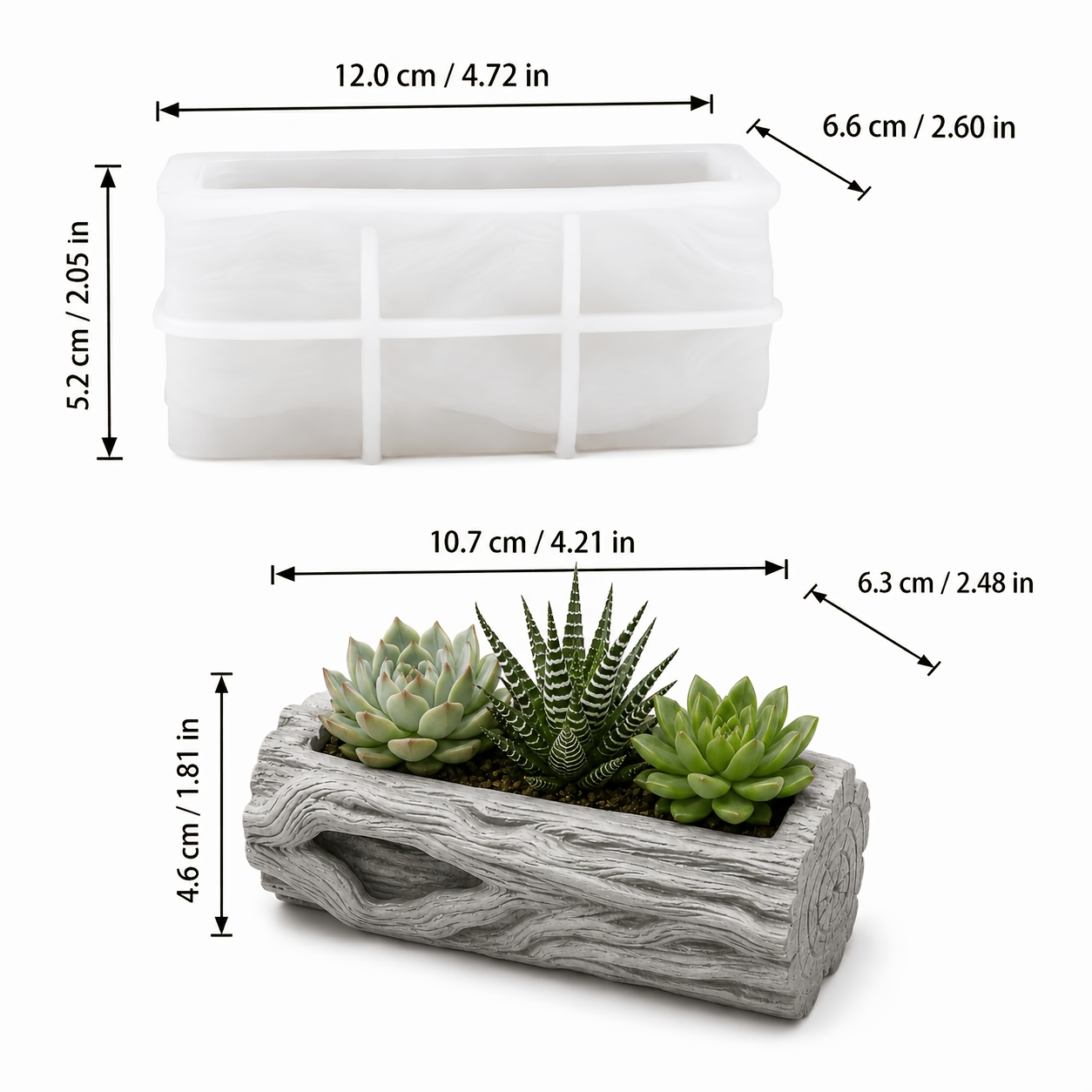 TEMU Molde de silicona realista para macetero de de árbol, fácil de desmoldar, adecuado para resina, de suculentas de hormigón, de suculentas de