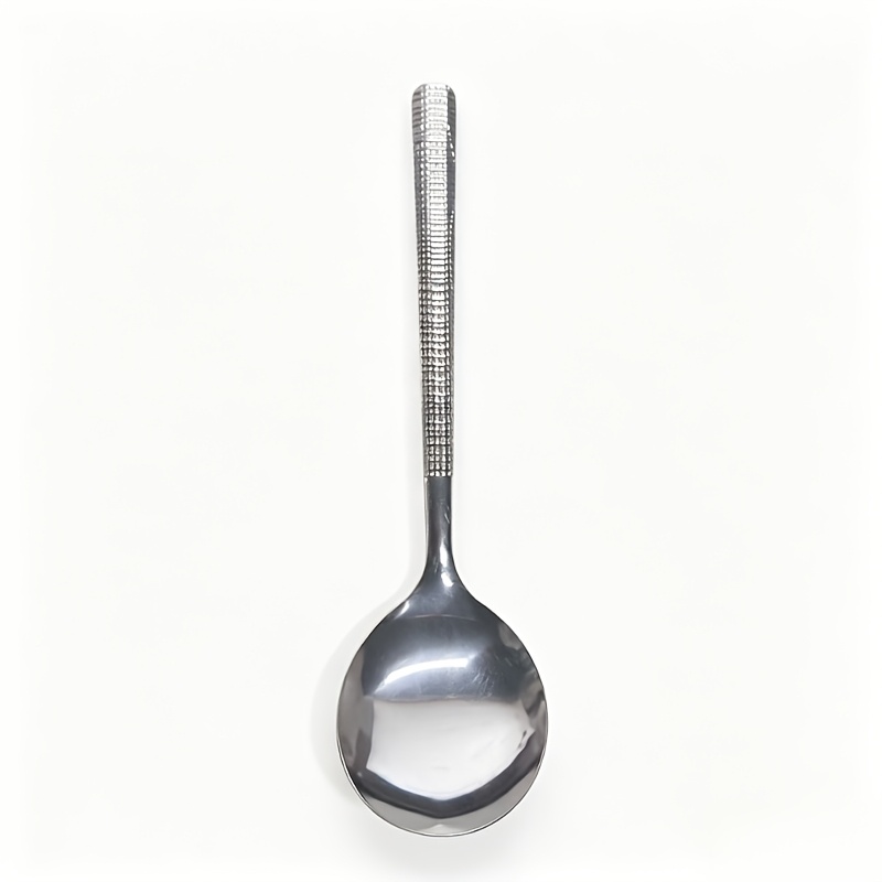 TEMU 5pcs Korean Stainless Steel Long Handle Spoon Set, Kitchen And Dining Utensils, Household Round-head Spoons For Eating, Drinking Soup, Desserts