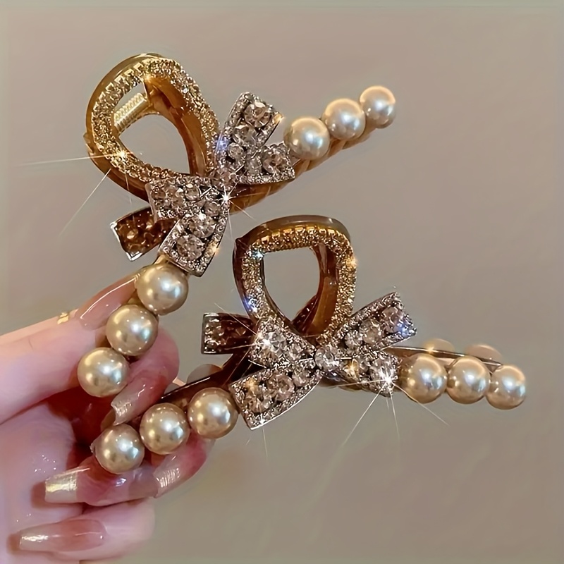 1pc elegant bow hair clip - sparkling multicolor gemstone  display picture 2