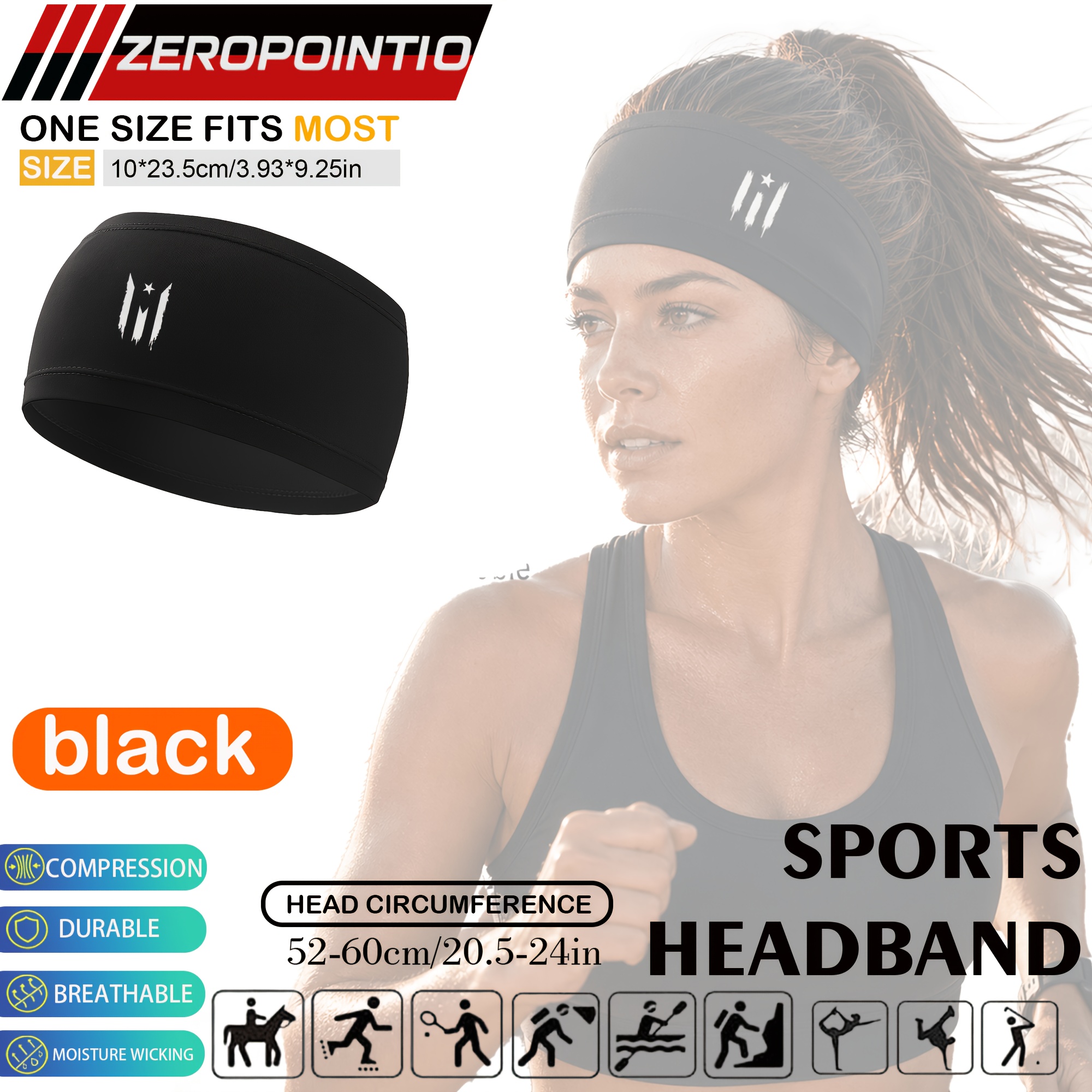 TEMU 1pc Zeropointio Sports Headbands Suitable For , Sweat-wicking Moisture-wicking Workout Headband With Cute Print, Lightweight Running Bands For
