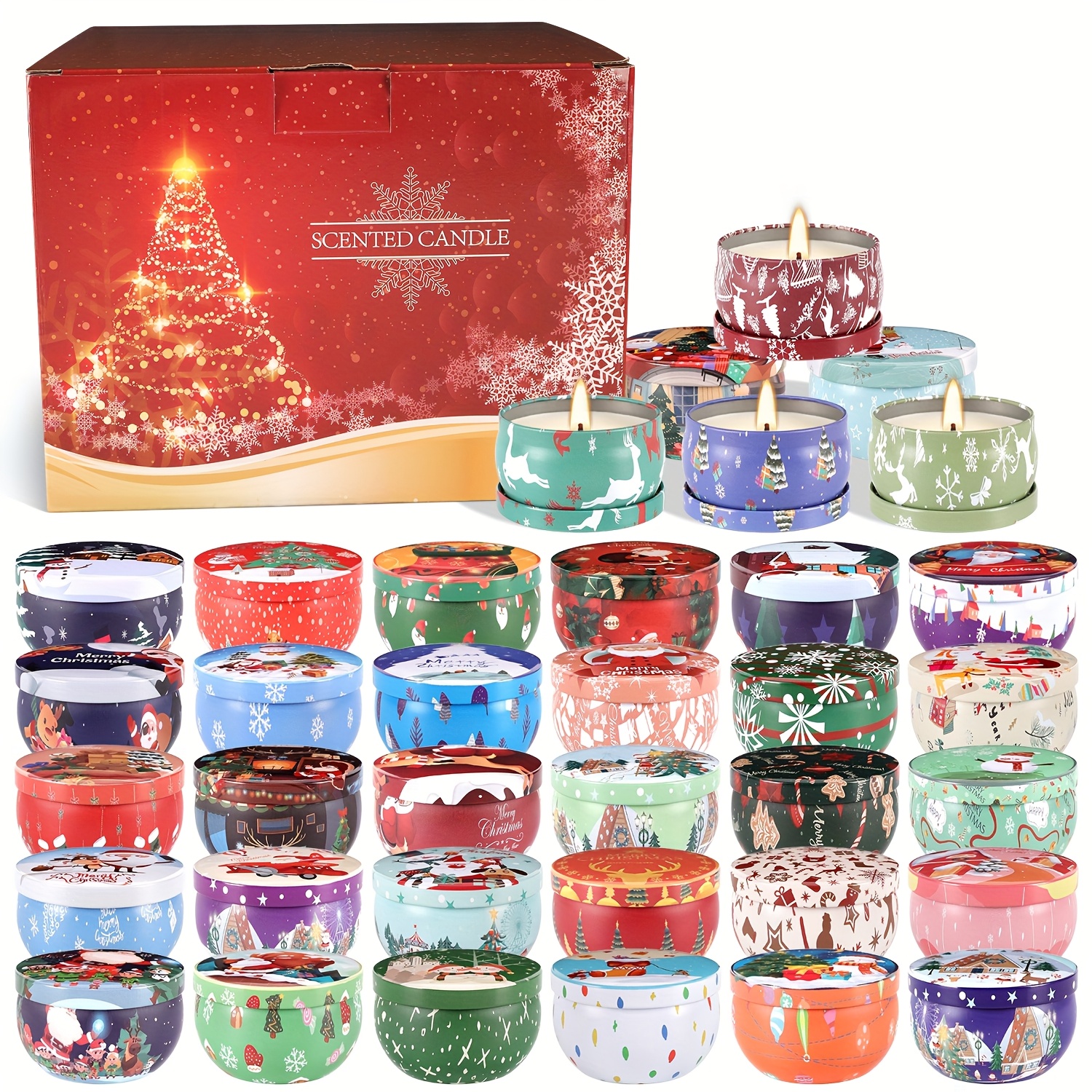 Image of 36pcs Pack Soy Wax Candles Compatible For - 12-hour , Smoke-free & Odorless, Round Candles With Container Suitable For Home Decor, Weddings, Spa, Christmas Gifts (women's Scent)