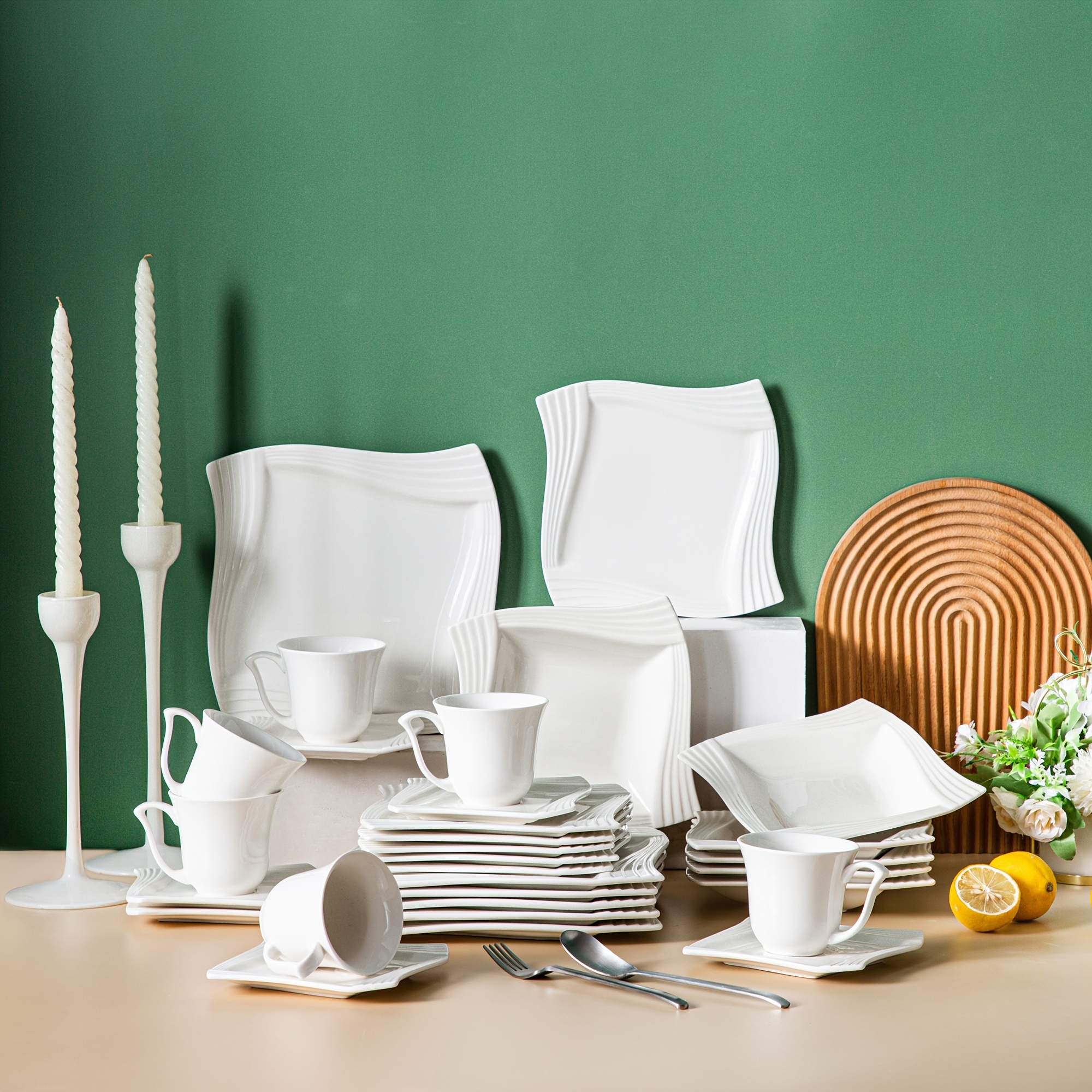 juegos vajilla 30 piezas juego vajilla cuadrado porcelana Temu