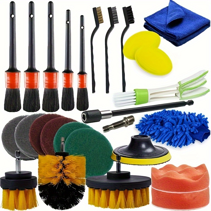 

Car Cleaning Kit Interior Exterior Car Detail Cleaning Drill Brush Engine, Floor, Wall Covering, Descaling Cleaning Polishing Tools