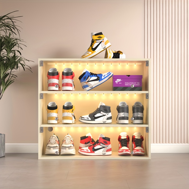 shoe display cabinet rgb led lighting effects storing Temu