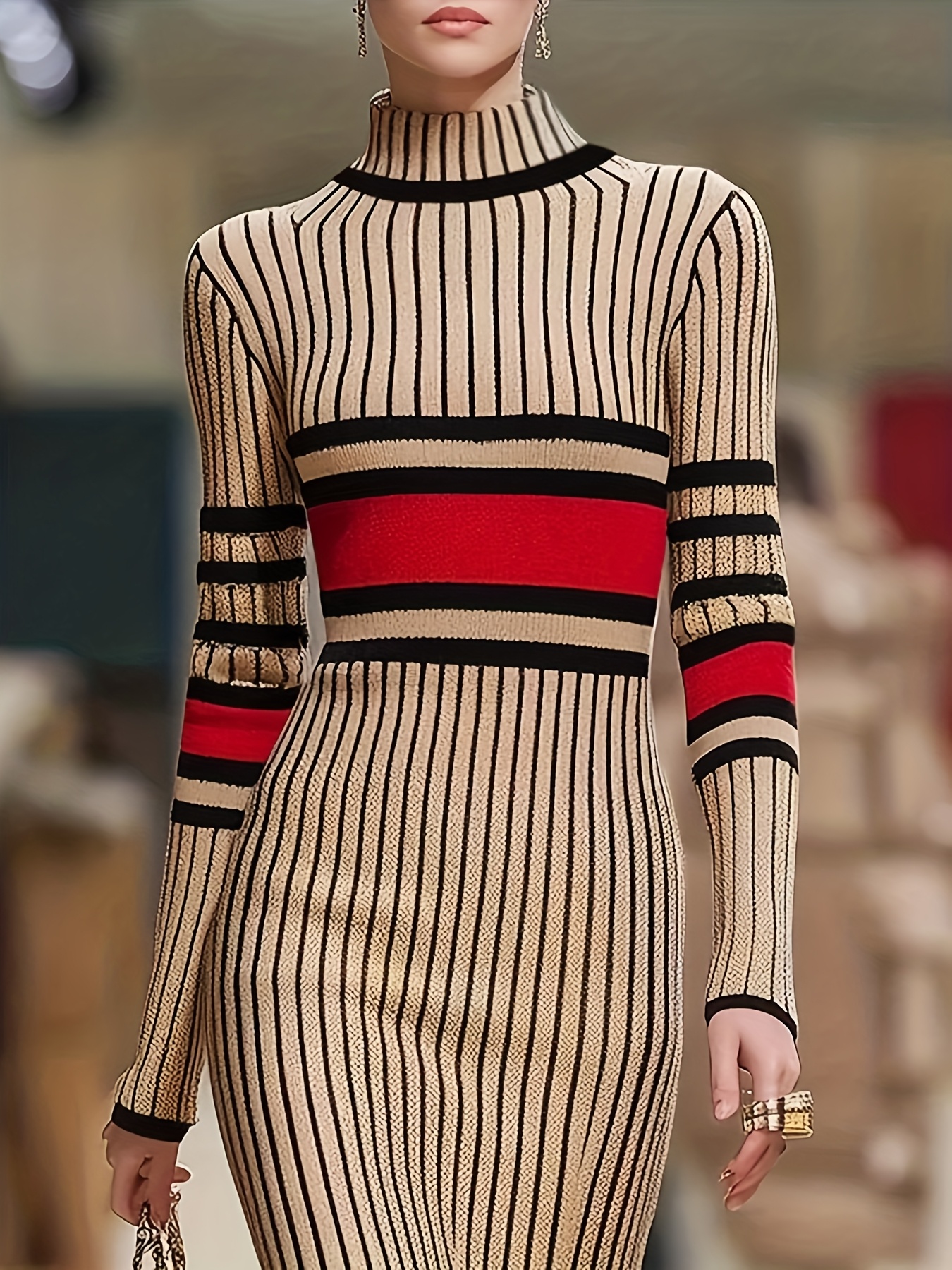 red black and white bodycon dress long sleeved features a conDiva tango dress + All of our Vintage Cat Velour Bonnet & Tail For Girls (Size):M/L Hobbs London Women's Marilyn