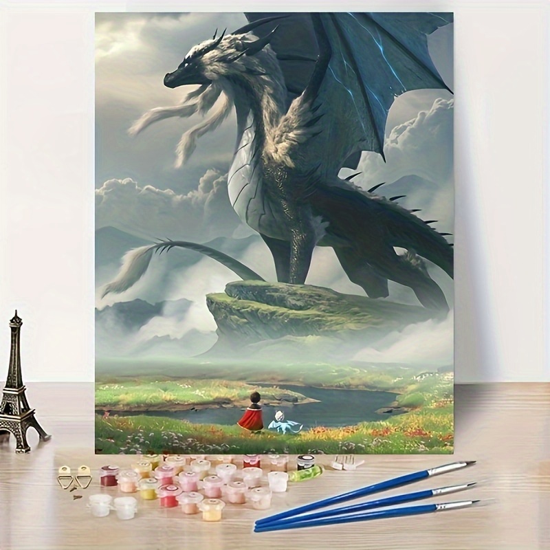 

Portrait Of A Mythical Dragon, Decorative Painting, Lacquer Painting Adult Beginner Frameless Diy Number Painting, Easy Acrylic Watercolor Painting, Gift Decoration 16x20 Inches