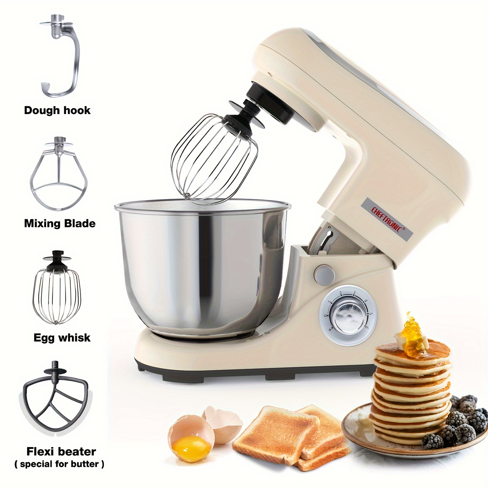 

Stand Mixer, 5.5 Qt Tilt-head Electric Household Stand Mixer - 500w 6+p Speed, Multifunctional Kitchen Stand Up Mixer With Dough Hook, Whisk, Food Beater And Butter Beater