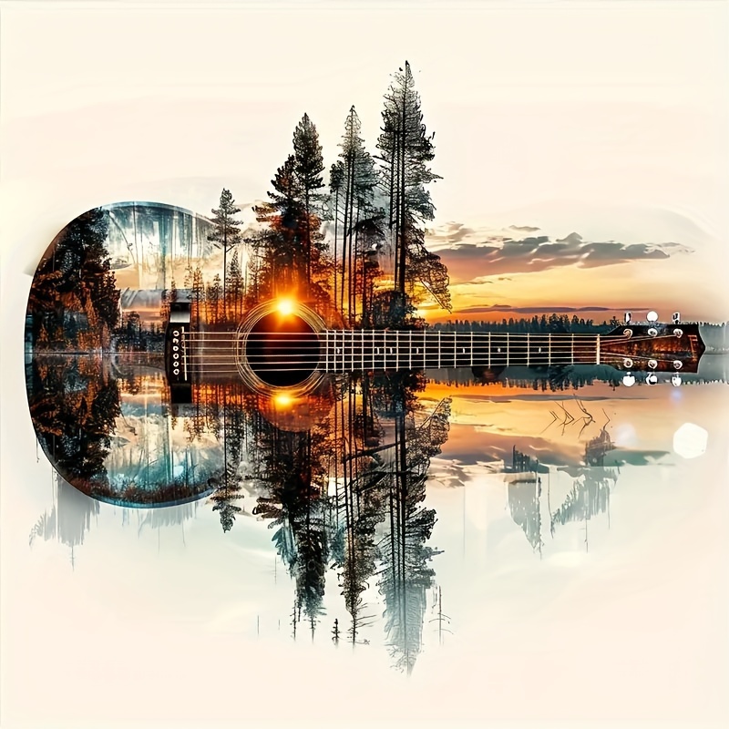 TEMU Diy 5d Diamond Painting Kit – Violin Landscape | Drill Art Set For Beginners | 7.87×7.87in | Perfect Gift For Birthdays & Holidays