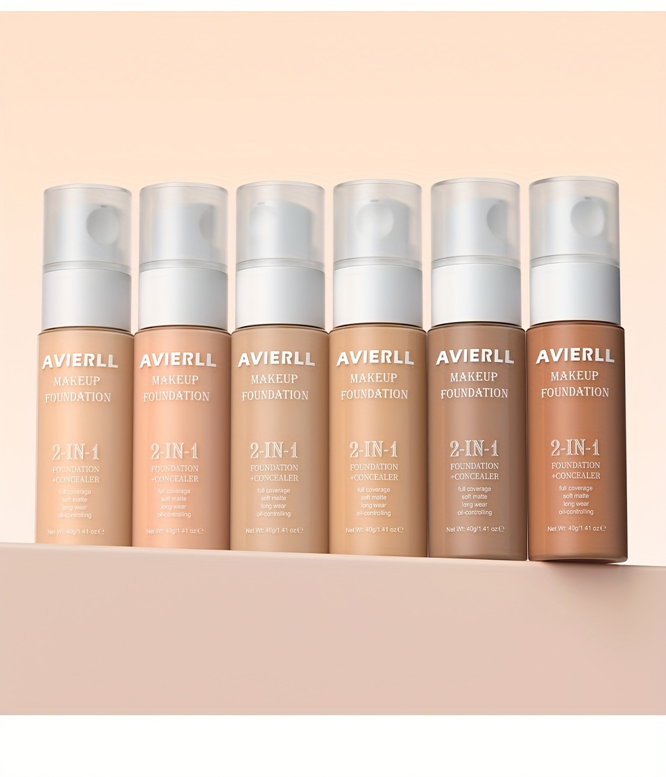 Moisturizing Foundation and Concealer | Waterproof, Suitable for Women'S Makeup, Valentine'S Day Gift, AVIERLL, 40g/1.41 oz, Medium Coverage, Fair to Light Tone