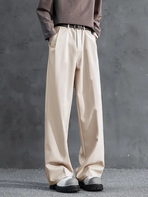 mens high end loose straight trousers for spring and summer wrinkle free with a draping effect