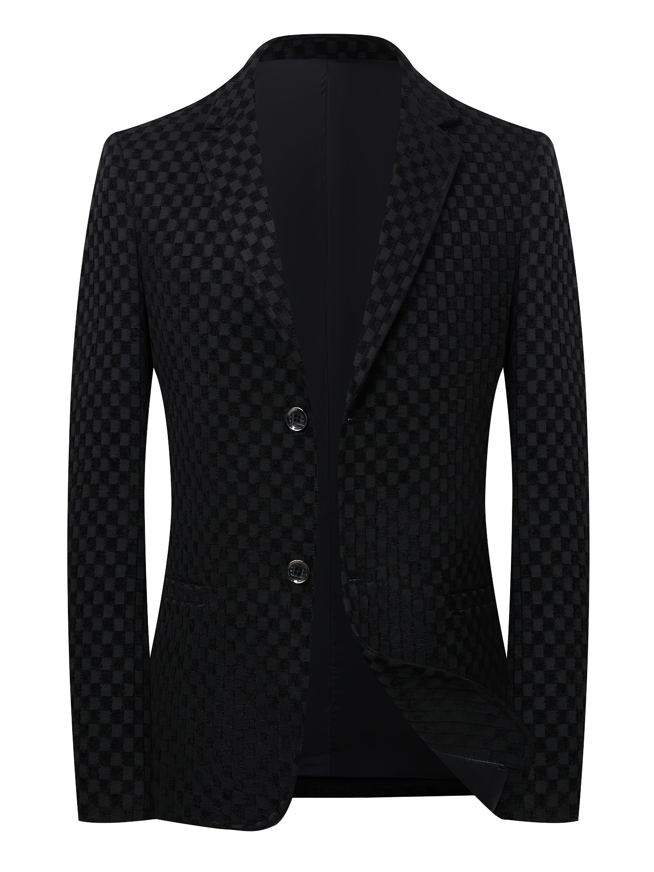 Men's Checkered Pattern Slim Fit Blazer