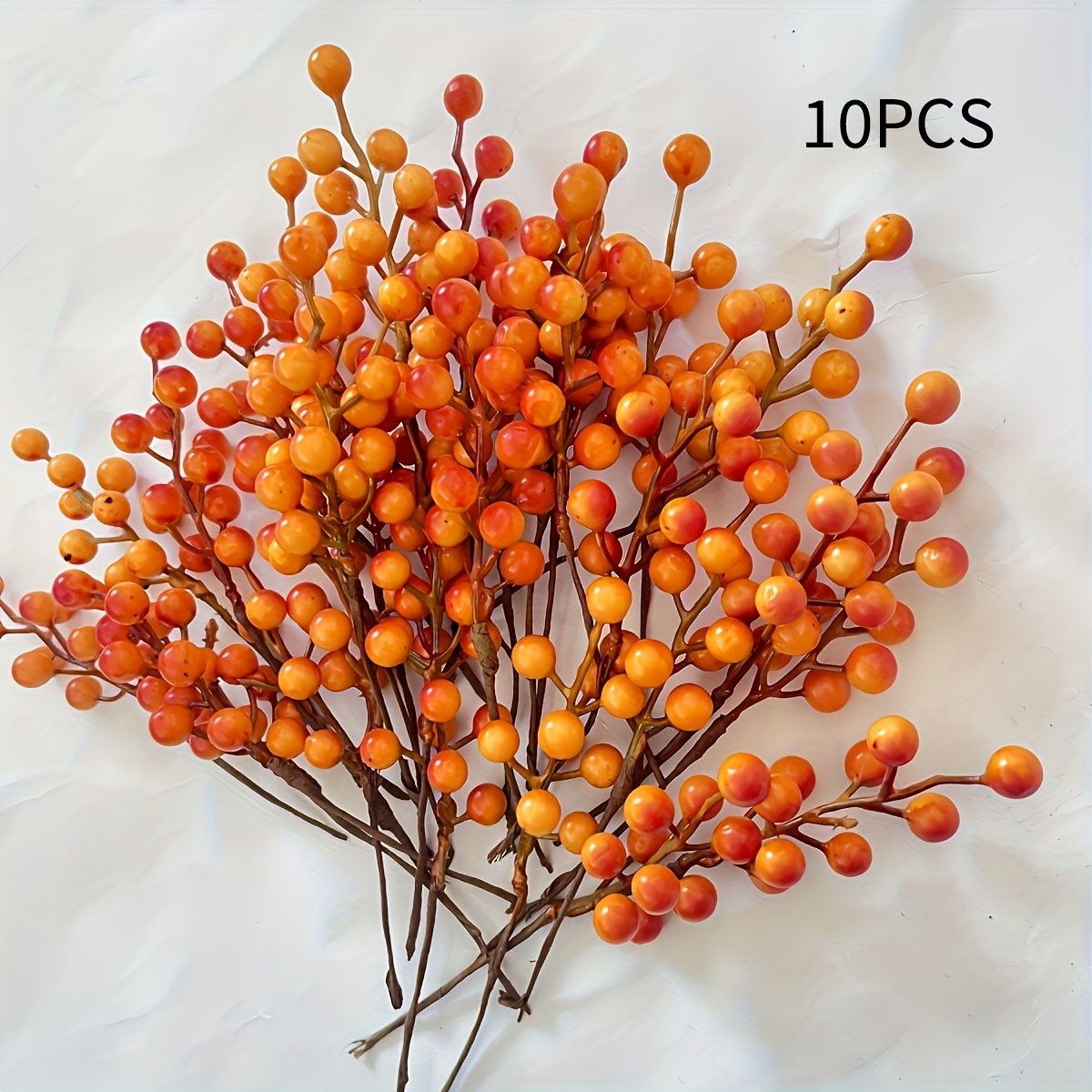 TEMU 10pcs Handcrafted Artificial Orange Branches, Realistic Fruits And Leaves - Fake Fruit Branches For Autumn Weddings, Thanksgiving, Easter,