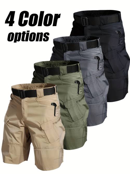 2 pack mens cargo shorts lightweight quick drying breathable multiple pockets no belt grey and beige great for hiking and outdoor activities mountaineering gear