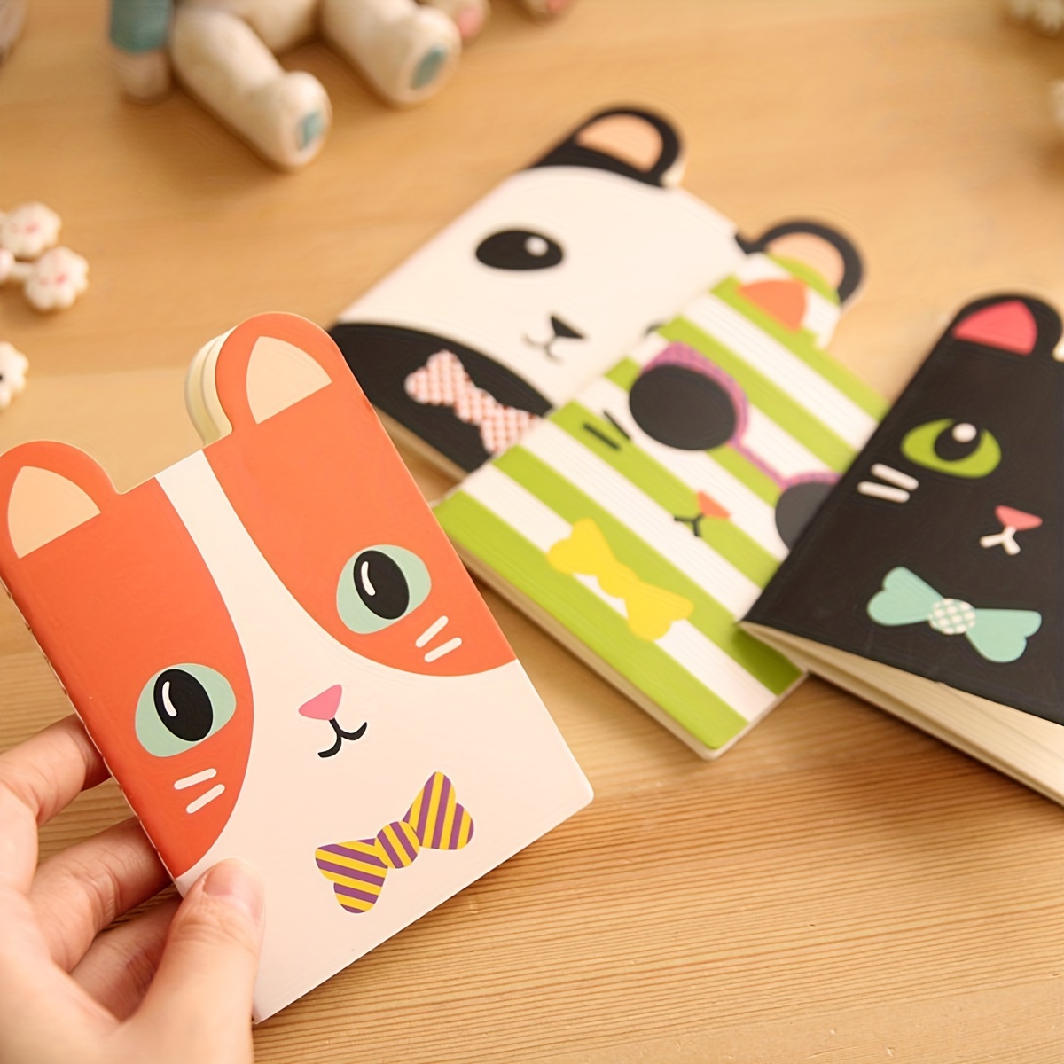 

4 Pcs Cute Animal Mini Steno Pads Cartoon Softcover Notebook Creative Dual-purpose Office Study Gift Set