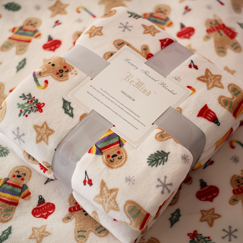 CHEOKINGBA Christmas Throw Blanket - 80" X 60" Flannel Print With Snowman, Santa, Animals, For Bed Or Sofa