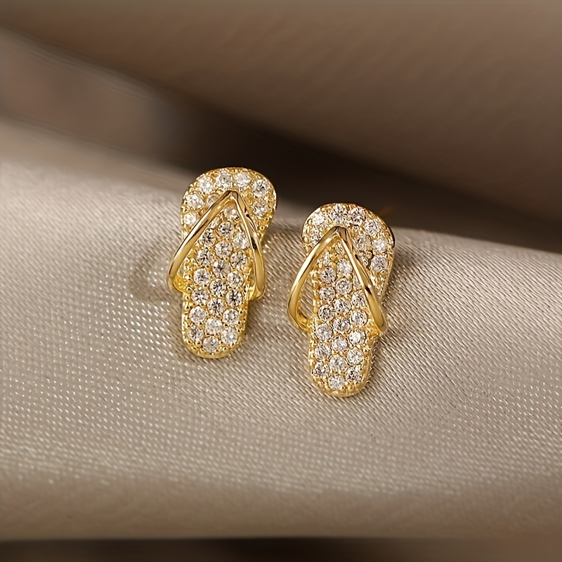 TEMU Un par de elegantes y aretes con forma de pantuflas para mujer
