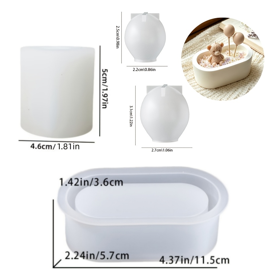 TEMU Set da 4 stampi in silicone per argilla SILIKE LUFEI adatti per resina epossidica, gesso, candele e lavori in cera - Stampo non adesivo con di
