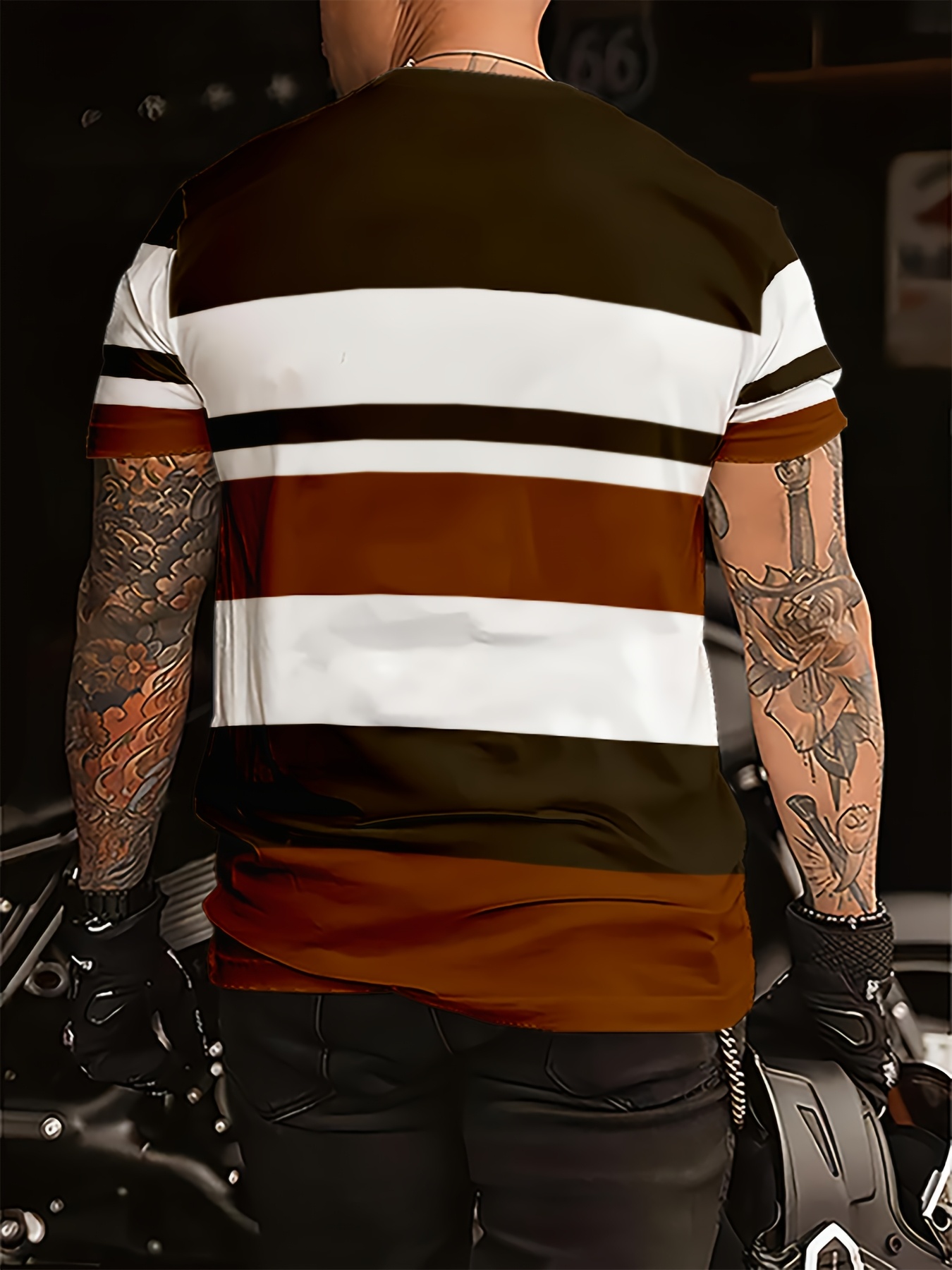 Men's fashion casual T-shirt - 100% polyester fiber, round neck short sleeves, machine washable, comfortable for all seasons, daily wear | Round neck T-shirt | Smooth texture fabric