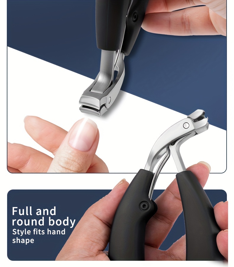 1pc modern stainless clippers with blade heavy duty nail clipper with curved design large opening for thick nails elderly friendly no splash with precision trimming for mens toenails long handle with arc blade details 2