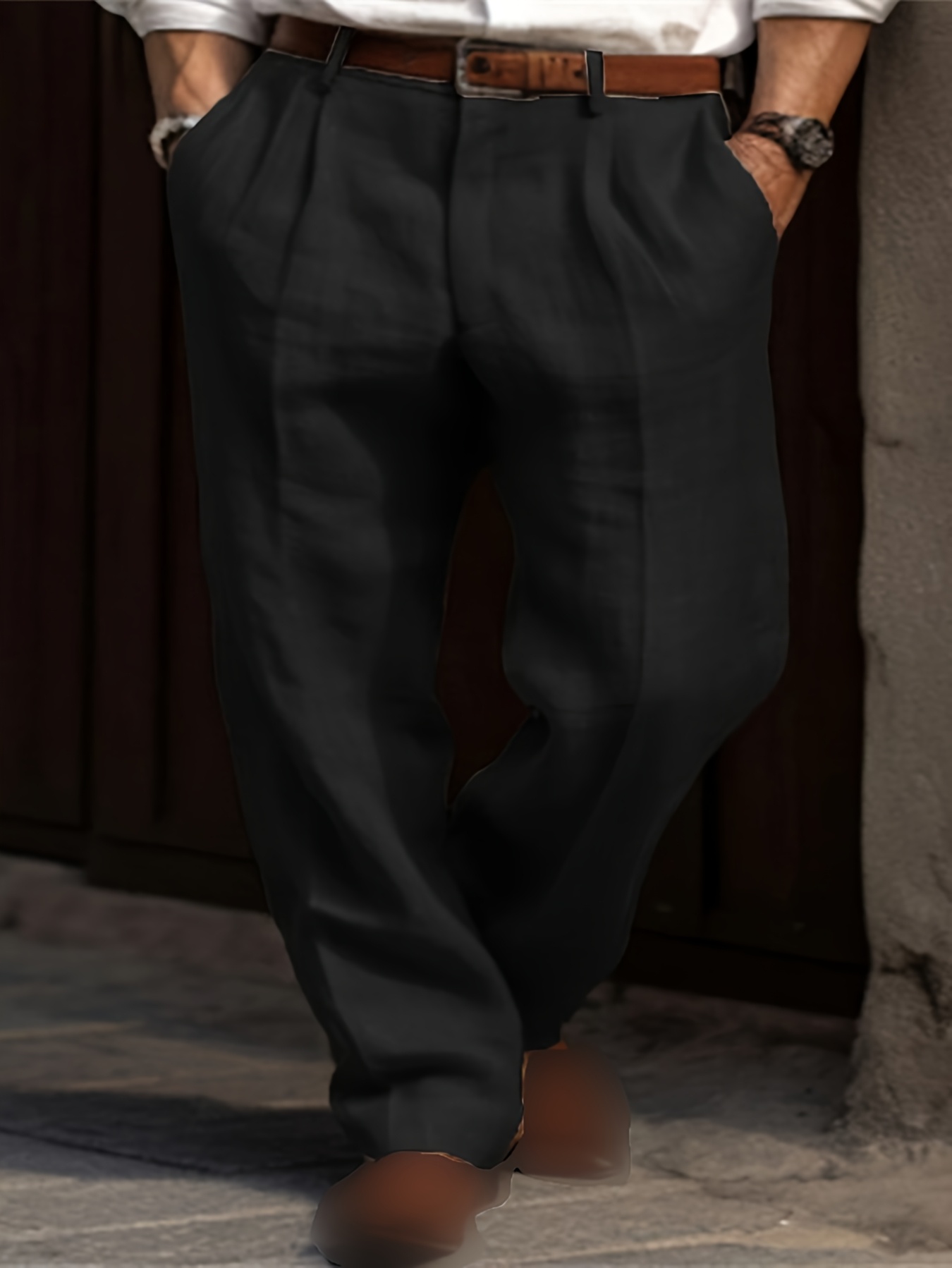 kj long pants 016 mens linen suit pants sporty cross border plus size mens clothing non stretch solid color regular outerwear multi color casual
