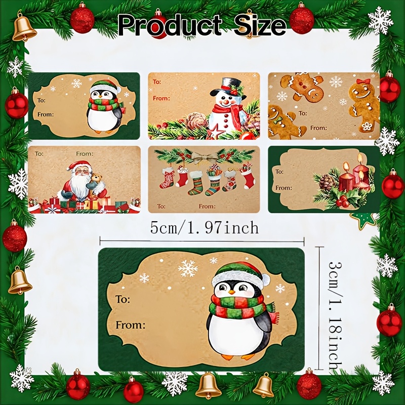 TEMU 100 Fogli/Rotolo, Set di Articoli per Feste a Tema e Retro, per Etichette di Confezioni Regalo, Decorazioni per Feste, per Regali di Natale,