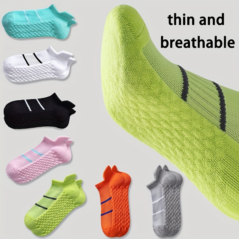

5pairs Men's Professional Sports Socks, Summer Thin Mesh Breathable Sweat-absorbing Anti-odor Ear Lifting Heel Guard Short Socks