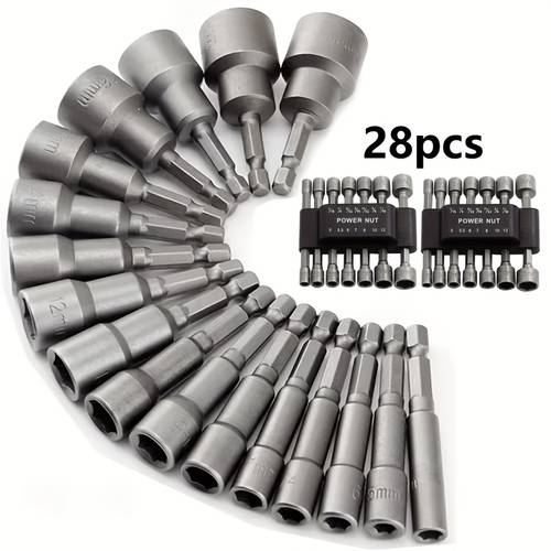 28pcs professional socket set with better heat hardness and rust resistant coating surface quick replacement 1 4 hex drive internal hex head very suitable for diy and 28pcs set