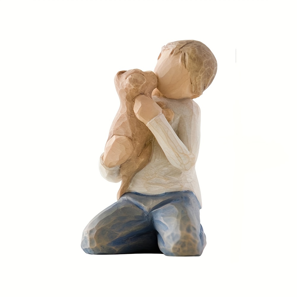 

1pc Hand-painted Resin Figurine, 8cm/3.15in, Modern Decorative Sculpture, Mother And Child Look-alike, Home Office Shelf Decor, Gift Item