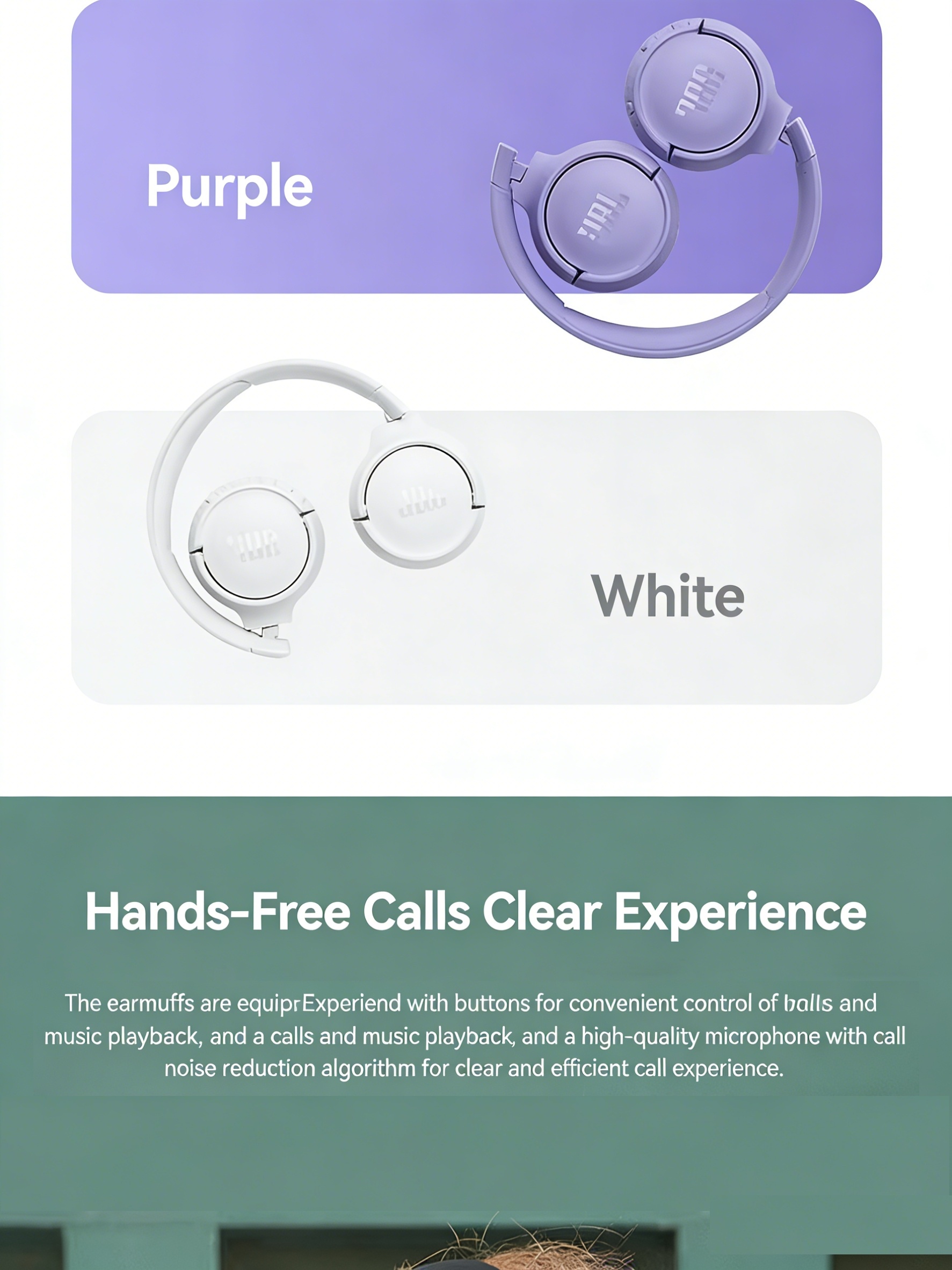 JBL Tune 520 BT, On-Ear Wireless Headphones, Pure Bass, 33Mm Dynamic Driver, Restoring Music Details, Call Noise Reduction, JBL APP, Multi-Scene, Suitable for Pop/Rock And Other Genres